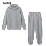 2021 Women Hoodies and Sweatpants White Tracksuits Female Two Piece Solid Color Pullovers Jacket Lounge Wear