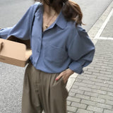 Basic Long Sleeve Elegant Blouses Women Casual Oversized Chic Korean Style Shirt Female Harajuku Purple Shirts