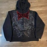 Zipper Hoodie Vintage Street Hip-Hop Loose Printing Spring And Autumn Oversiz 211-0-Outfit