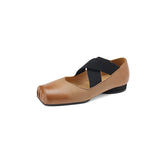 Zingj Pig Nose Shoes Female Spring 2024 New Inside And Outside Full Leather Retro Wind Ballet Shoes Protection-Outfit