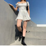 Women's Dress 2021 Fashion elegant bow white female mini dress summer party cute sexy french romantic silk dress