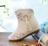 Zingj Boots Cotton Embroidered Tassel Women Cloth Shoes With Hanfu Shoes Winter Clip Cotton And Velvet Cotton Shoes Women's Shoes High