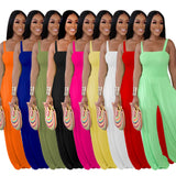 Zingj New Women's Solid Color Casual Strap Strapless Wide-Leg