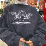 women angle print hoodies casual loose oversize long sleeve sweatshirts 2020 autumn winter fashion streetwear