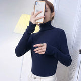 Harajuku Pullover Turtleneck Sweater Women Fall Soft Knit Sweater Slim Elastic Korean Simple Basic Cheap Jumper Solid