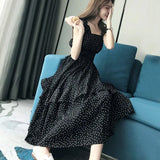 Women Elegant Dot Fashionable Chiffon Casual Korean Style Sleeveless Spaghetti Strap Summer Femme Soft Stylish Basic