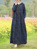 Women's Floral Printed Dress 2024 ZANZEA Autumn Long Dresses Casual Long Sleeve Maxi Vestidos Female Robe Oversized-Outfit