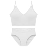 Lingerie Seamless Tops Set Low-waist Panties Women Wireless Underwear Suit Soft Padded Bras Set Backless Bralette