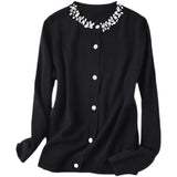 Year Spring And Autumn New Style Small Fragrant Wind Nail Bead Set Diamond Slim Ice Silk Knit Cardigan Female