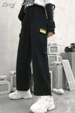 Pop Hot Hip Hop Cargo Pants Men's Y2K Gothic New Fashion Retro Casual Pants Couple Loose Straight Wide-Leg Pants