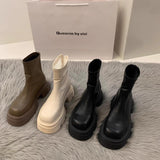 Zingj Boots Women's Thick Bottom Versatile White Plus Velvet Martin Boots Women's British Wind 2024 New Autumn And Winter Boots Women's