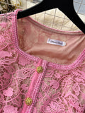 France Senior Vintage Dress Women Square Collar Short Sleeves Belt Pockets Embroidery High Quality Elegant Party