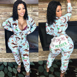 Zingj Womens Sexy Nightwear Christmas Pajamas Sleepwear Pyjamas fashion Romper new underwear casual printed Jumpsuit Set Xmas 102-1-Outfit