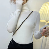 Harajuku Pullover Turtleneck Sweater Women Fall Soft Knit Sweater Slim Elastic Korean Simple Basic Cheap Jumper Solid