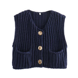 Autumn Street Shirt Fashion Cute Crochet Wool Vest Knitted Thick Knitted Vest Women's
