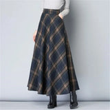 Size High Waist Woolen Plaid Skirts 2020 Winter Warm Women'S Wool Maxi Skirts Office Ladies Fashion Casual Long