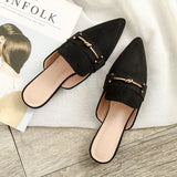 New Sharp-Headed Cold Half Slippers Women's Head Flat Bottom Wearing Casual Size 41-42 Muller