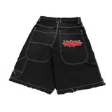 Trend Hip-Hop Wide-Legged Denim Shorts Men's High Street Tide Board Skateboard Junior Casual