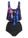 Women Skull Graphic Padded High Waist Tankini Swimwear Casual Swimsuit Ladies Two Pieces Bathing Suits Beach