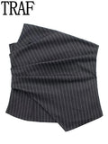 Asymmetric Corset Top Women Striped Off Shoulder Crop Top Woman Backless Tube Top Female Pleated Sleeveless Sexy