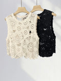 Zingj Lace Heavy Industry Embroidery French Hollow Out Jacket Summer Wearing Hook Flower Small Vest Advanced Sense Sleeveless T-Shirt