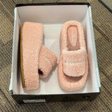 Women Wear 2025 Full-Length Teddy Slippers With Open-Toe