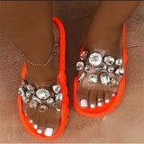 Bling Crystal Slippers Ladies Fashion Slides Women Casual Outdoor Flats Female Beach Shoes Women's Footwear Plus Size