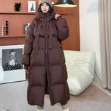 Korean Version Of High Quality Thick White Duck Down Big Quilt 2024 New Winter Down Jacket Female Long Over The Knee Coat Tide-Outfit