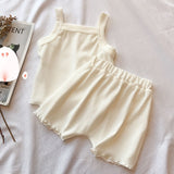 Comfortable Sleeveless Tops+Pant Kids Clothes Solid Colors Boy Clothing Set Toddler Boy Girls Vest Child Pajama