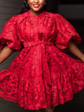 Vintage Design Temperament Dress 2025 Spring And Summer New Women's Single Buckle Printing With Short-Sleeved