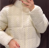Cabel Knit Puffer Crop Jacket- Outfit