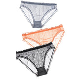Women Sexy Panties Lace Underpants Low-waist Panties Mesh See Through Perspective Briefs Female Fashion Underwear