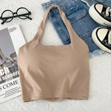 Camisole With Build-in Bras Girls Padded Tank Crop Top Summer Chic Women Soft Stretchy Cami Sleeveless