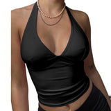 Zingj 2024 New Neck V Neck Show Chest Sling Sexy Slim Back Top-Outfit