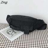 Bags Women Casual Canvas Harajuku Fanny Packs Girls Simple Fashion Handbag Hip-pop Ulzzang Money Phone Pouch Belt Bum