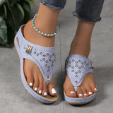 Zingj Women With Sandals And Slippers In 2023 Summer New Large-Size Hollowed-Out Metal Thick-Soled