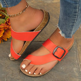Zingj Size Flat Slippers Female 2024 Summer New Toe Belt Buckle Decoration Wear Casual Sandals Women's