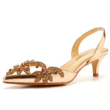Cm Large-Size Fine-Heeled Pointed Sandals Behind The Cool Belt High Heels Water Drill High Heels Women's Golden Wedding
