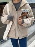 solid color reversible jacket with hood and