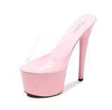 2021 Summer Platform Sandals Women Sexy PVC Transparent Slim Ultra High Heels 17CM Shoes Women Sandale Female Pole Dancing