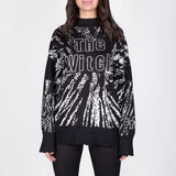 Letter Embroidery Personality Tattered Wool Woven Long-Sleeved Sweater Women's Autumn And Winter Letter