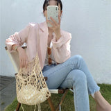 Women Spring Solid Color Elegant Blazer Jacket Office Lady Long Sleeve Outwear