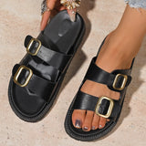 Summer New One-Legged Retro-Soled Sandals Belt Buckle Fashion Bhikeen