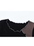 Sleeve T-shirts Women Clothing 2022 Summer O-Neck Tees Vintage Elegant Agaric Lace Slim Casual Patchwork Ladies Tops