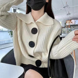 Zingj European Goods V-Neck Long Sleeve Loose Korean Version Of Fashion Casual Large Button Lapel Knit Cardigan Female Coat Sweater Tide-Outfit