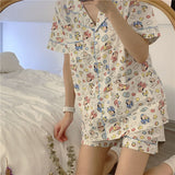 Sets Women Comfortable Fashion Plaid Sweet Cute Casual Lounge Homewear Korean Fashion Summer Girls Clothing Simple