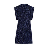 Women's Beads Dress Dress Sleeveless Party With Cushioned Shoulder Mini Dress