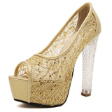 Fishmouth Sandals 2024 New Fashion Summer Transparent Ladies' Thick-Heeled High-Heeled Crystal