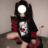 Style Women Streetwear Gothic Anime Sweatshirts Punk Long Sleeve 2000s Graphic Tees Y2k Fairy Grunge Goth Egirl Alt