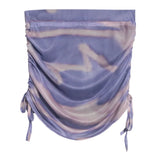 Solid Shot Tie-Dye Printing Net Yarn Rope With Folded Bag Hips Babes Short Skirt Anti-Light Repair Body Skirt